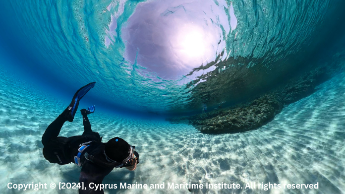 Free diver under water