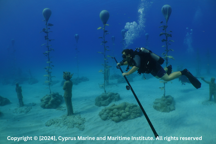 A diver on an artificial reef